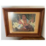 AKC108 - Framed & Matted Print of 1926 Painting "The Flower Seller" Diego Rivera