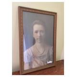 AKC110 - Early 20th Century Framed Photograph of a Woman in Formal Attire & Pearl Necklace