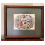 AKC111 - Framed & Matted Vintage Chromolithograph Cigar Label Titled "Cupid