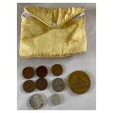 AKC117 - Assortment of Older & Foreign Coins, 1906 San Francisco Earthquake and Fire Souvenir Medal