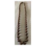 AKC119 - Vintage-Style Brown Wooden Boho Beaded Necklace Featuring Graduated Bead Sizes