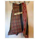 AKC146 - Vintage Woven Cloth Idobesian Ikat Featuring Geometric Patterns & Fringe