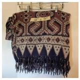 AKC147 - Vintage Hand Woven Textile Fabric Piece with Fringe 122" x 77" Indonesia Ikat