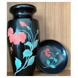 MMS002 - Wooden Lacquerware Vase And confectionery plate With Floral Designs
