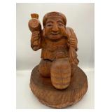MMS030 - Vintage Hand Carved Wood Sculpture - Japanese Deity Daikokuten