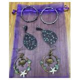 VBB152 Three Pairs of Beautiful Costume Jewelry Pierced Earrings