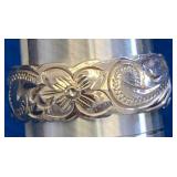 VBB214 Vintage Sterling Silver Hawaiian Heirloom Plumeria Ring – Hand-Engraved Floral Scroll Band