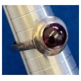 VBB218 Vintage Sterling Silver Garnet Solitaire Ring – Round Cabochon Gemstone