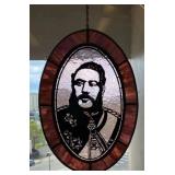 VBB501 Exquisite Handmade Stained Glass with King Kalākaua Silhouette Portrait