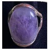 VBB527 Vintage Silver-tone Amethyst Cabochon Ring