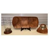MCJ026 Koa Wood Desk Clock, Hurricane Lamp & Blair Hawaii Platter