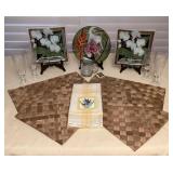 MCJ030 Lauhala Placemats, Hawaiian Etched Glass Cups, Fused Glass Plates & More!