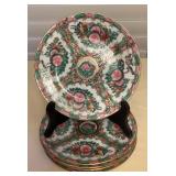 MCJ055 Five Chinese Porcelain Rose Medallion Salad Dessert Bread Plates 7.25”