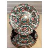 MCJ056 Five Chinese Porcelain Rose Medallion Salad Dessert Bread Plates 7.25”