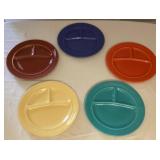 MCJ069 Set Of Five Vintage California Pottery Ceramic Divided Dinner Plates