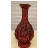 MCJ072 Red Cinnabar Chinese Carved Vase