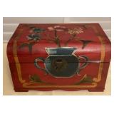 MCJ094 Red Wooden Handpainted Storage Trunk Chest