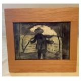 MCJ099 Framed Asian Themed Original Watercolor Painting By Fox #3