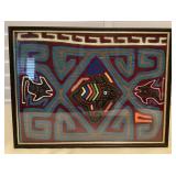 MCJ101 Framed Mola Art Of Jackson Chameleons