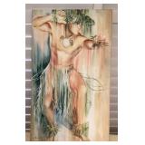 MCJ103 Large Framed Print On Canvas Of A Male Hula Dancer