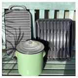 MCJ157 Cast Iron Griddle, Broiler Pan & Metal Enameled Pot