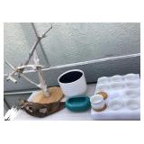 MCJ159 Ceramic Planter Pots & Driftwood For Tillandsia Plants