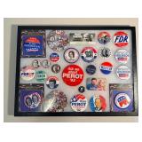 FHM002 - Framed Collection of Vintage U.S. Political Campaign Pinbacks - Kennedy, Jimmy, Ike & More
