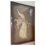 FHM022 - Vintage White Peacock Seashell Wall Art Plastic Covering 