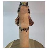 FHM034 - Japanese Sasano Bori Hawk Totem Wood Falcon Hand Carved Folk Art