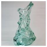 FHM041 - Bold Hand-Blown Art Glass Vase Aqua Green Abstract Applied Glass 
