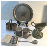 FHM059 - Vintage Silver Plated Serve Ware and Stainless Steel Salt And Pepper Shaker