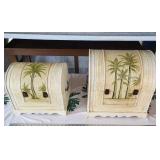 FHM103 - Pair of Vintage-Inspired Tropical Palm Tree Decorative Storage Chests