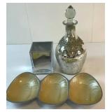 FHM113 - Metallic Home Decor Sectional Server, Decanter, Square Vase