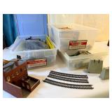 FHM116 - Set of Vintage Train Items (Tracks, Buildings, & More)