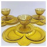 FHM137 - Depression-Era L.E. Smith “By Cracky” Canary Glass Dessert Sets - 6 Pieces