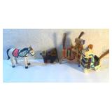 FHM149 - Four Hand Carved Wooden Horses And Bull