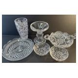 FHM164 - Two Crystal Pieces And Four Cut Glass Pieces 