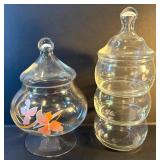 FHM177 - Vintage Glass Jar with Lid and Stackable glass candy jar with lid 