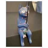FHM217 - Whimsical Cat Folk Art Figurine Indonesian Hand-Carved