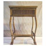 FHM219 - Tropical Rattan & Woven Cane Side Table / Plant Stand – Boho Tropical Style