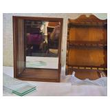 FHM239 - Wooden Mirrored Display Case & Spoon Collection Rack - 2-Piece Lot