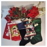 FHM257 - Christmas Holiday Mystery Lot – Stockings, Towels, Poinsettias & Seasonal Décor