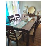FHM258 - Handsome 7-Piece Expandable Wood Dining Set -Table, 2 Leaves & 6 Matching Chairs