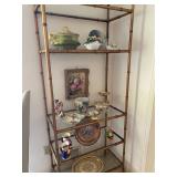 Brass and Glass Bamboo Style Etagere