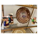 Collection of Toby Mugs and Gold trim plate, Germany