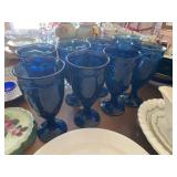 Vintage Cobalt Blue Goblets for water or ice tea, 1950s, Nortake Sweet Swirl