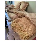 Assortment of linens, quilts etc