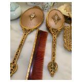 Gold toned vanity items
