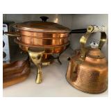 Copper Chaffing dish and tea kettle