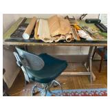 Vintage drafting table and tools, rulers